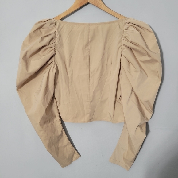 Choosy Khaki Puff Sleeve Crop Top NWT - Picture 10 of 13